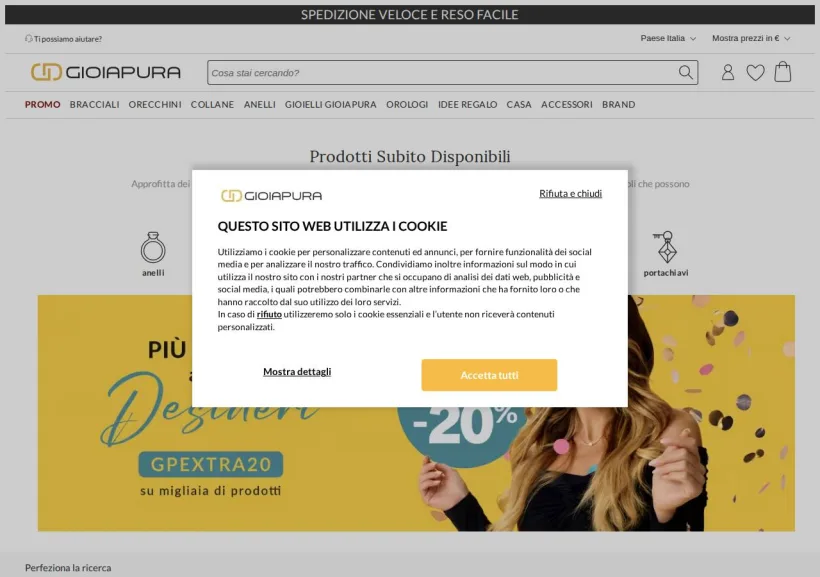 Schermata della pagina offerta di GioiaPura