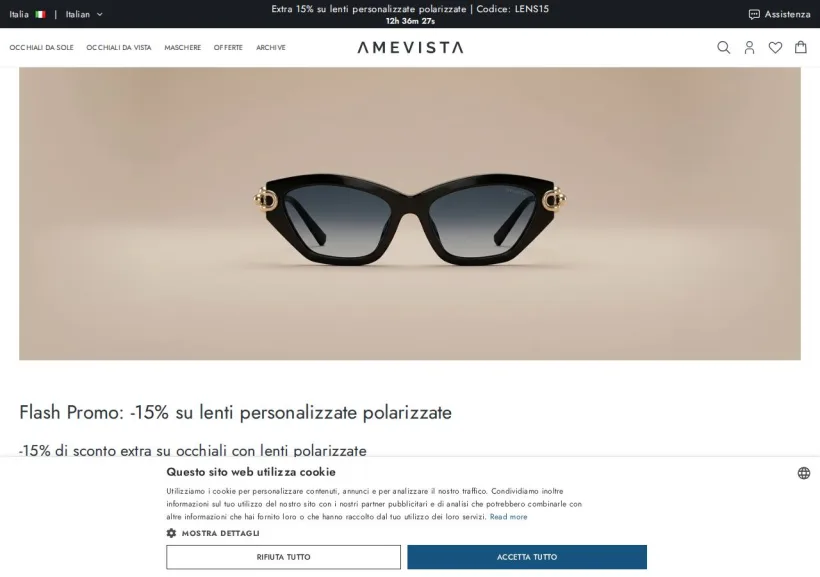 Schermata della pagina offerta di Amevista