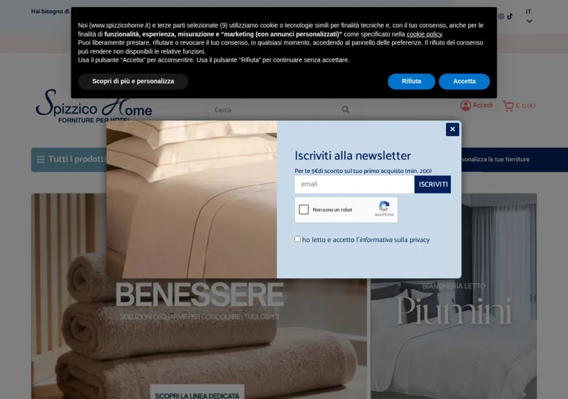 Schermata della pagina offerta di Spizzico Home