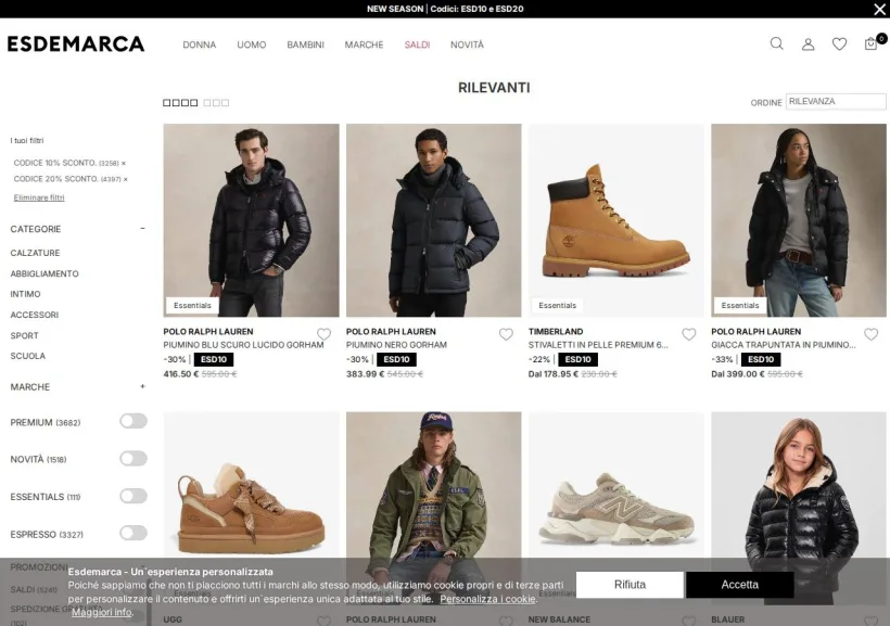 Schermata della pagina offerta di Esdemarca