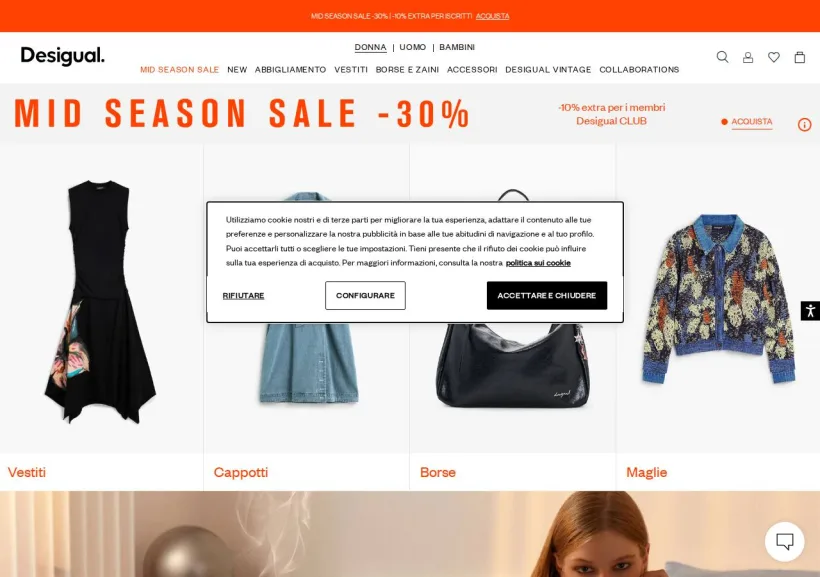 Schermata della pagina offerta di Desigual