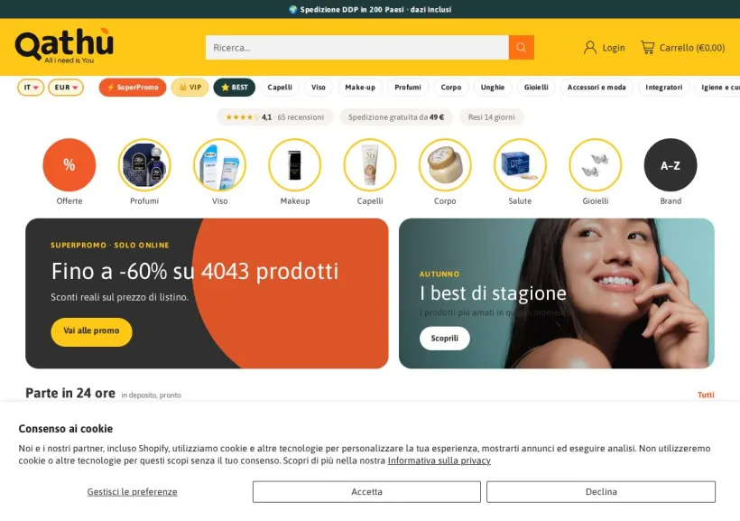 Schermata della pagina offerta di Qathu_International