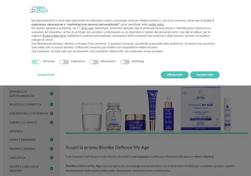 Schermata della pagina offerta di Farmacia Zelli