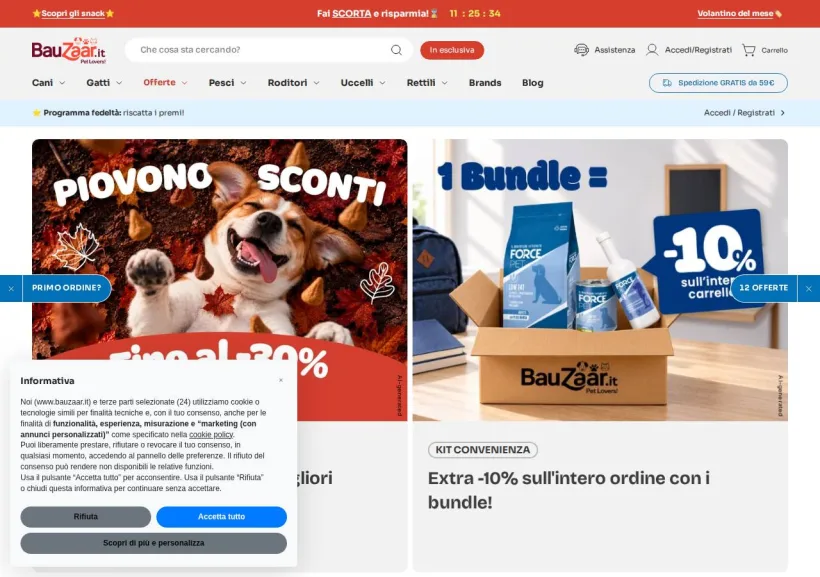 Schermata della pagina offerta di Bauzaar