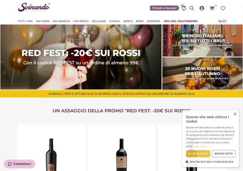 Schermata della pagina offerta di Svinando