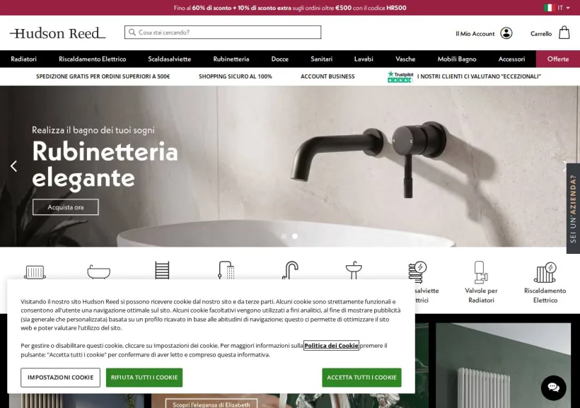 Schermata della pagina offerta di Hudson Reed