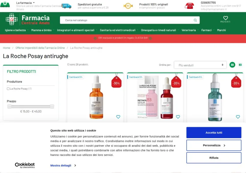 Schermata della pagina offerta di Farmacia Amato