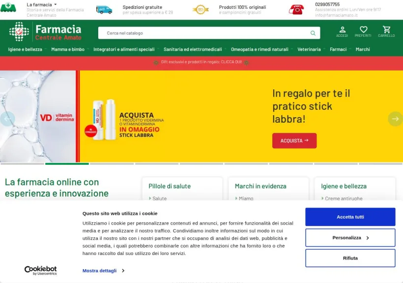 Schermata della pagina offerta di Farmacia Amato