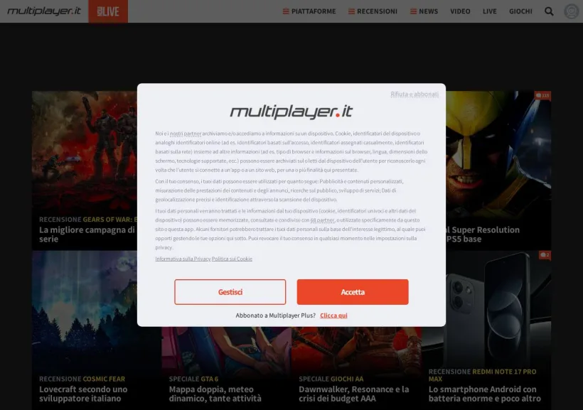 Schermata della pagina offerta di MultiPlayer