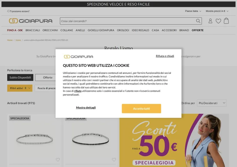Schermata della pagina offerta di GioiaPura