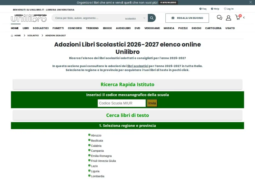 Schermata della pagina offerta di Unilibro