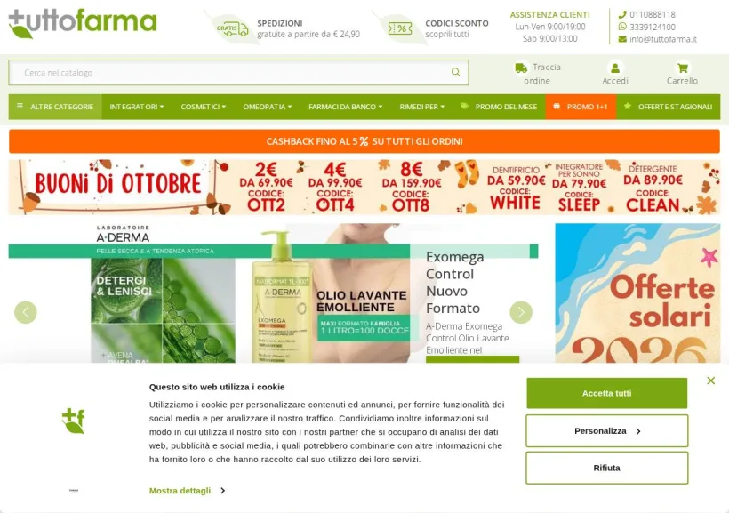 Schermata della pagina offerta di Tuttofarma