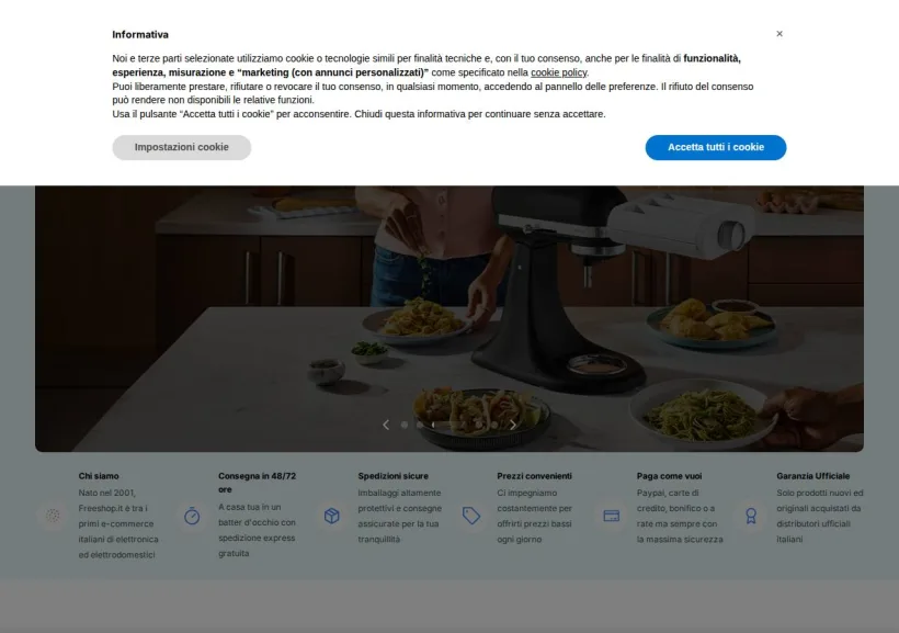 Schermata della pagina offerta di Freeshop