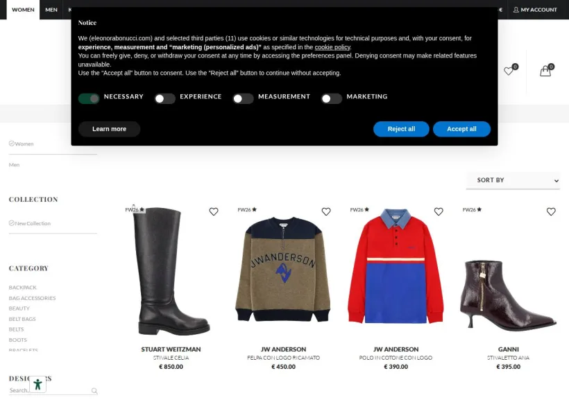 Schermata della pagina offerta di Eleonora Bonucci