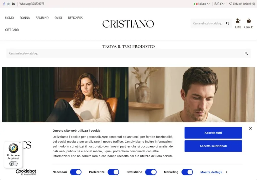 Schermata della pagina offerta di Cristiano Calzature