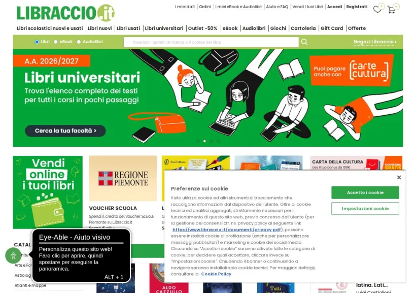 Schermata della pagina offerta di Libraccio