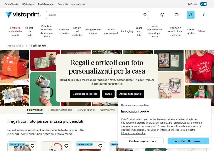 Schermata della pagina offerta di Vistaprint