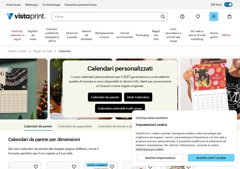 Schermata della pagina offerta di Vistaprint