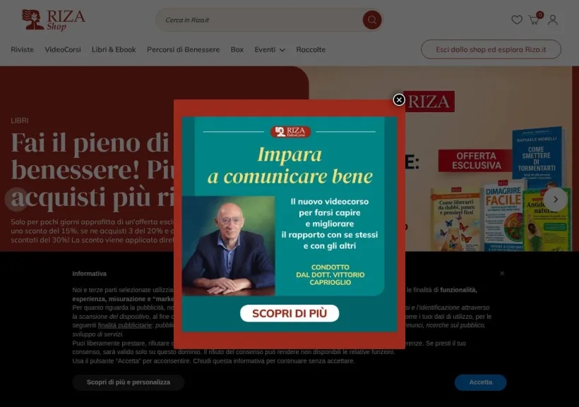 Schermata della pagina offerta di Edizioni Riza 