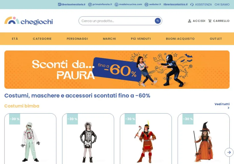 Schermata della pagina offerta di Che Giochi