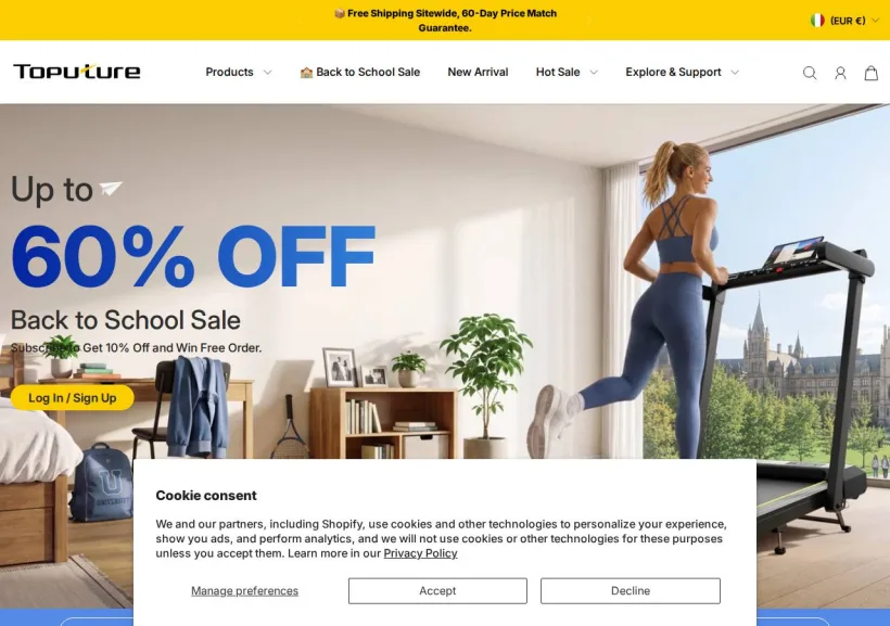 Schermata della pagina offerta di Toputure