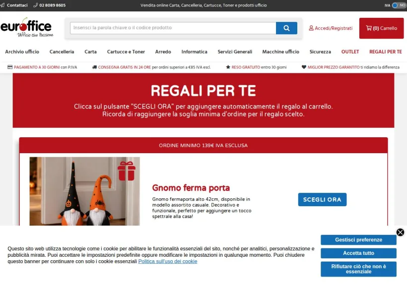 Schermata della pagina offerta di Euroffice