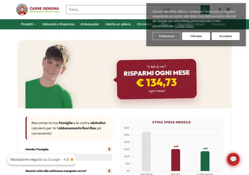 Schermata della pagina offerta di Carne Genuina