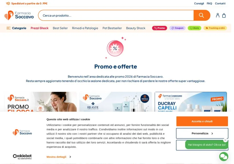 Schermata della pagina offerta di Farmacia Soccavo