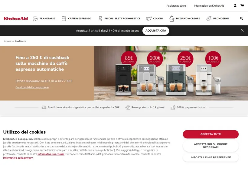 Schermata della pagina offerta di KitchenAid