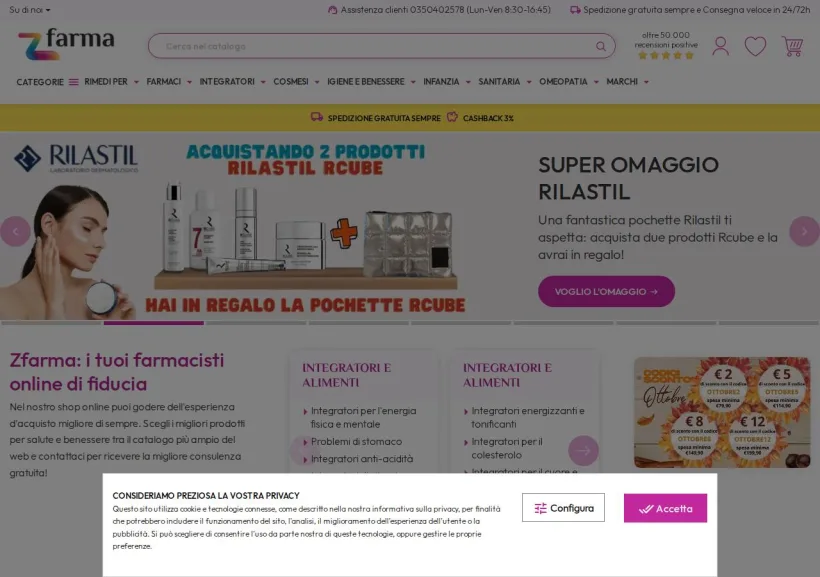 Schermata della pagina offerta di ZFARMA