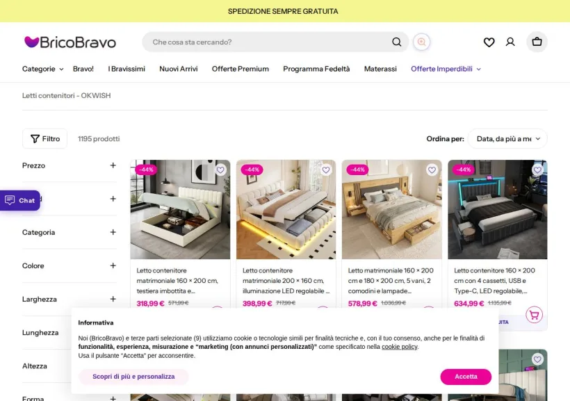Schermata della pagina offerta di BricoBravo