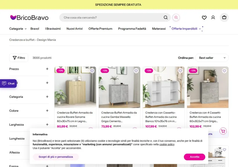 Schermata della pagina offerta di BricoBravo