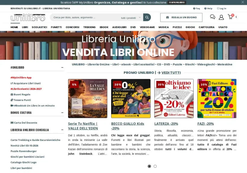 Schermata della pagina offerta di Unilibro