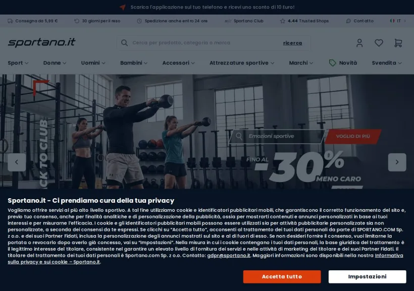 Schermata della pagina offerta di Sportano