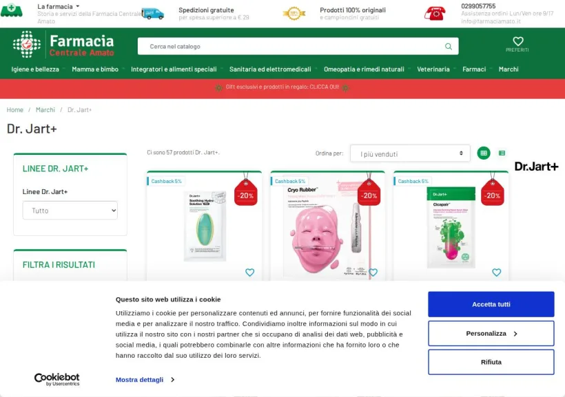 Schermata della pagina offerta di Farmacia Amato