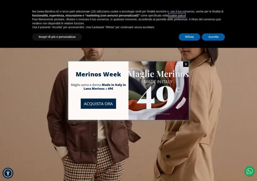 Schermata della pagina offerta di Il Lanificio