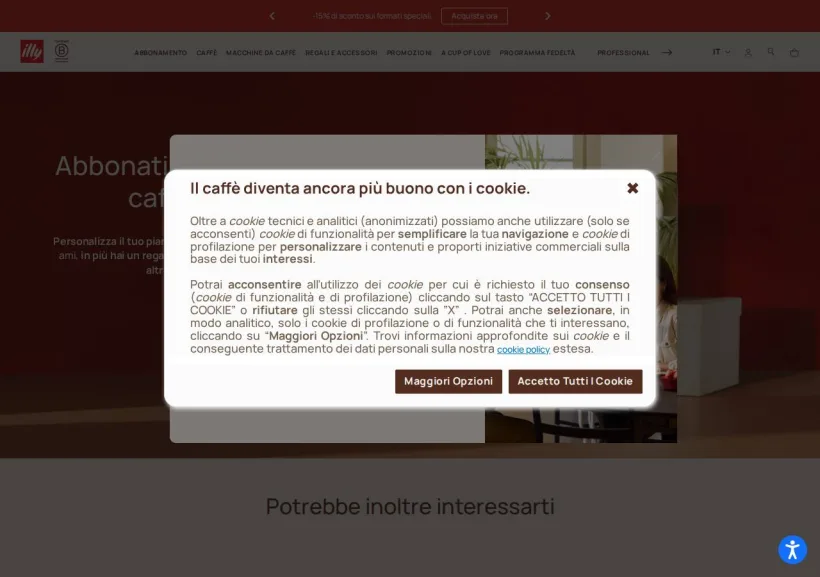 Schermata della pagina offerta di Illy
