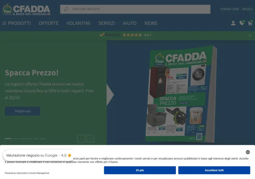 Schermata della pagina offerta di CFadda