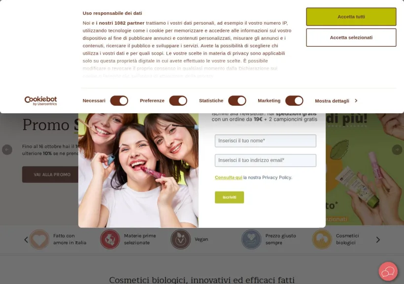 Schermata della pagina offerta di La Saponaria
