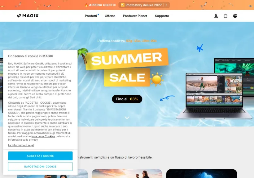 Schermata della pagina offerta di Magix & Vegas