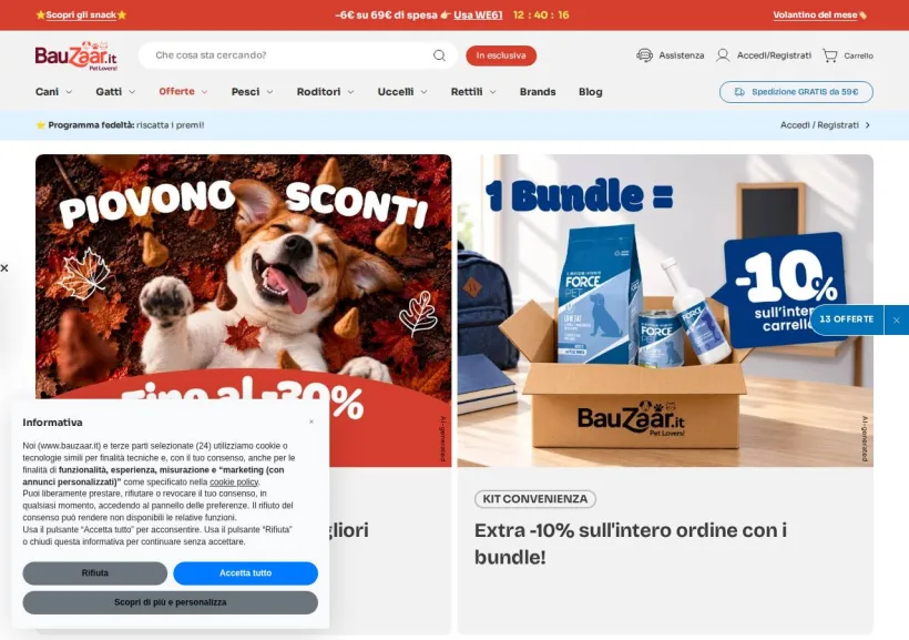 Schermata della pagina offerta di Bauzaar