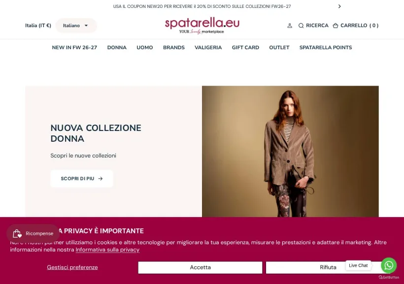 Schermata della pagina offerta di Spatarella Shop