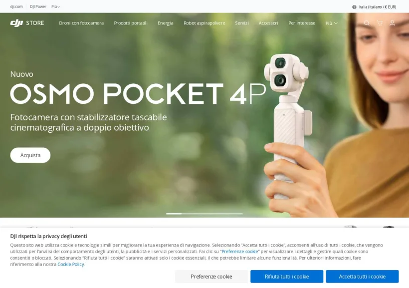 Schermata della pagina offerta di DJI