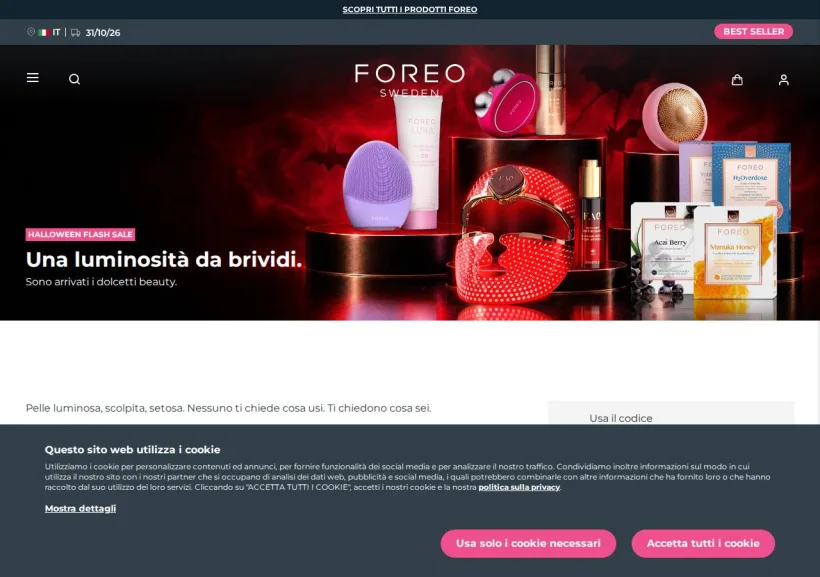Schermata della pagina offerta di FOREO