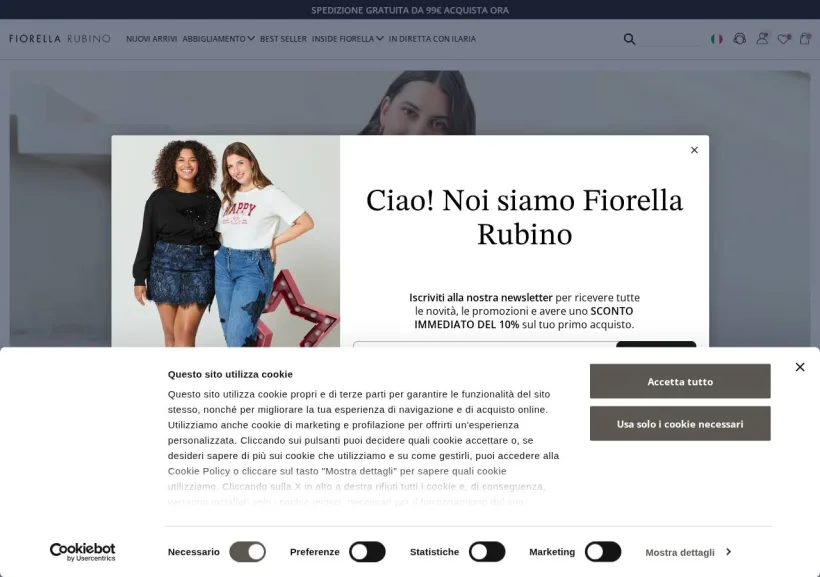 Schermata della pagina offerta di Fiorella Rubino