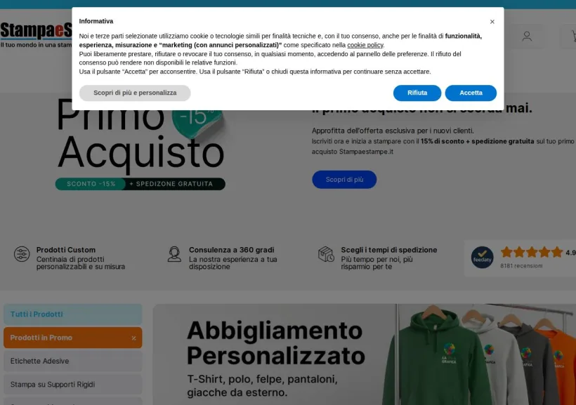 Schermata della pagina offerta di StampaeStampe.it