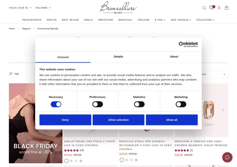 Schermata della pagina offerta di Bronzallure 