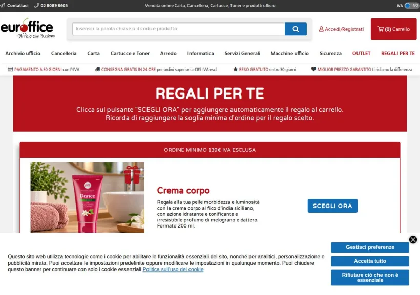 Schermata della pagina offerta di Euroffice
