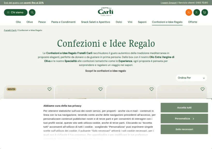 Schermata della pagina offerta di Fratelli Carli