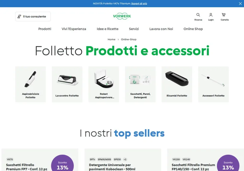 Schermata della pagina offerta di Folletto